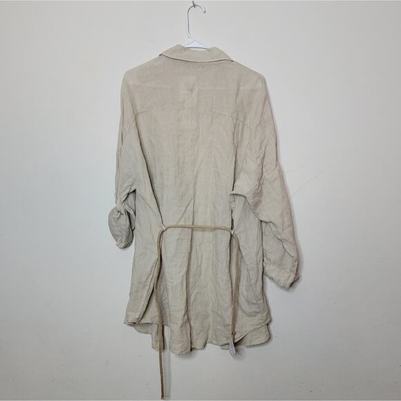 Zara Stone Oversized Linen Shirt size medium Blogger Favorite - Picture 7 of 10
